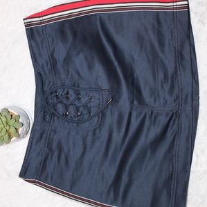 Silence and Noise Satin Lace Up Skirt